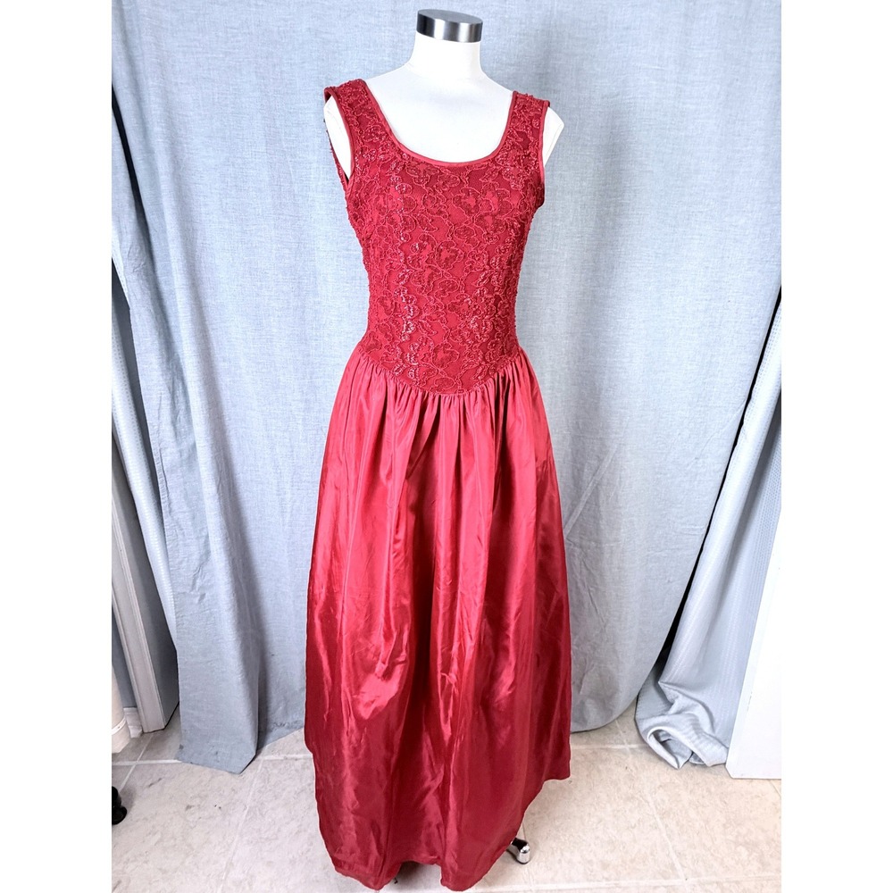 Jessica McClintock Gunne Sax Red Lace Gown Vintage‎ 90s USA 9/10 Valentine Prom